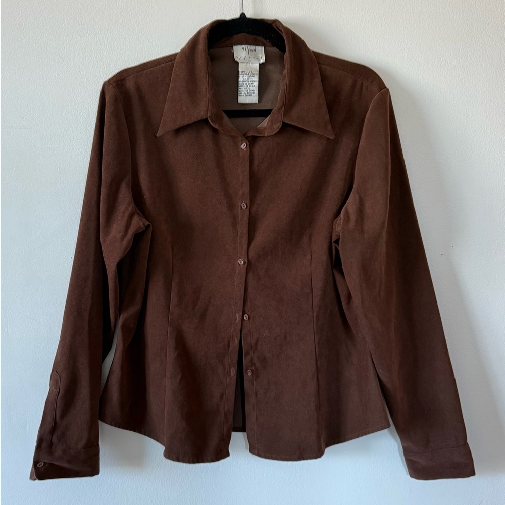 Vintage 90’s Suede Stretchy Button Up